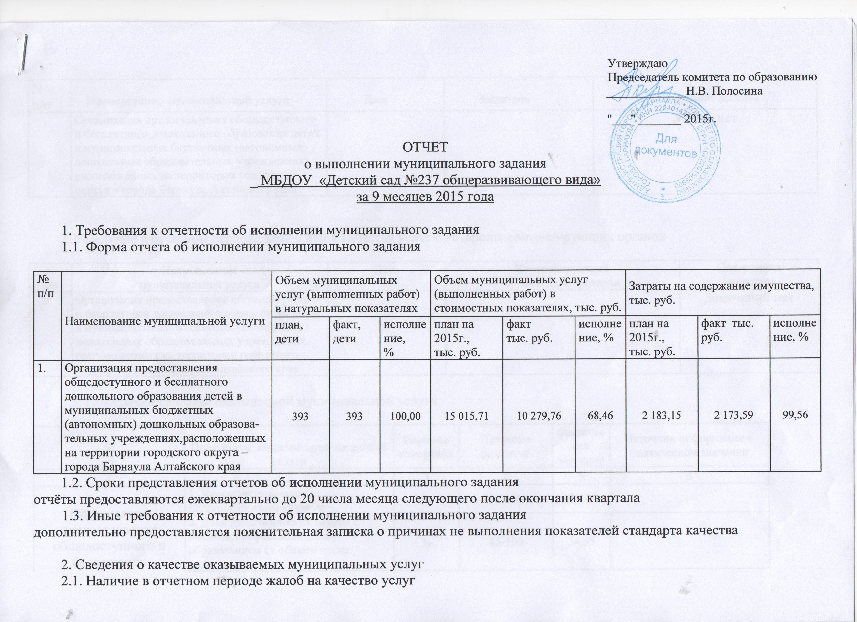 Муниципальное задание для бюджетных учреждений на 2019 год образец